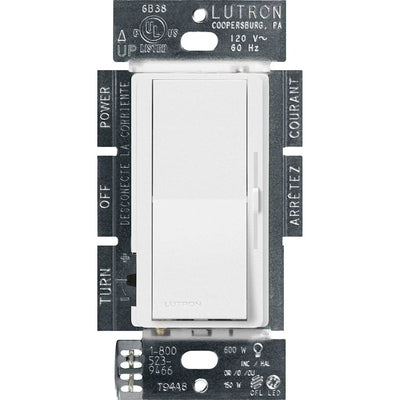 Lutron Diva LED+ Dimmer Switch, 150W LED, Single Pole/3-Way, No Neutral Required, 120V, DVSCCL-153P-SW, Snow White