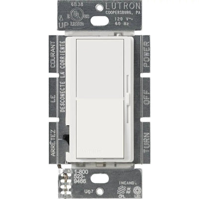 Lutron Diva LED+ Dimmer Switch, 250W LED, Single Pole/3-Way, No Neutral Required, 120V, DVSCCL-253P-SW, Snow White