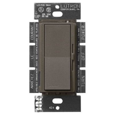 Lutron Diva 3-Speed Fan Control, 1.5A, Single Pole/3-Way, No Neutral Required, 120V, DVSCFSQ-F-TF, Truffle
