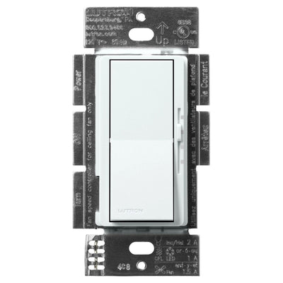 Lutron Diva 3-Speed Fan Control and Light Switch, 1.5A Fan, 1A LED, Single Pole/3-Way, No Neutral Required, 120V, DVSCFSQ-F-GL, Glacier White