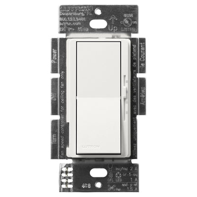 Lutron Diva 3-Speed Fan Control and Light Switch, 1.5A Fan, 1A LED, Single Pole/3-Way, No Neutral Required, 120V, DVSCFSQ-F-RW, Architectural White