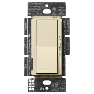 Lutron Diva 3-Speed Fan Control and Light Switch, 1.5A Fan, 1A LED, Single Pole/3-Way, No Neutral Required, 120V, DVSCFSQ-F-SD, Sand