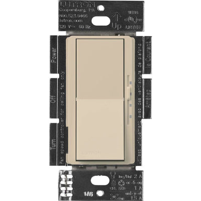 Lutron Diva 3-Speed Fan Control and Light Switch, 1.5A Fan, 1A LED, Single Pole/3-Way, No Neutral Required, 120V, DVSCFSQ-F-TP, Taupe