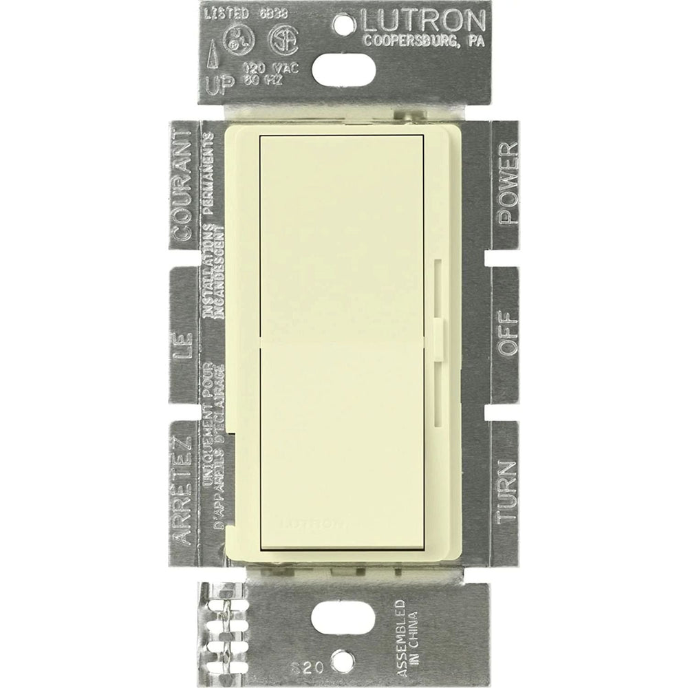 Lutron Diva 0-10V Dimmer Switch, 8A, 50mA Sink, Single-Pole/3-Way, No Neutral Required, 120V, DVSTV-AL, Almond