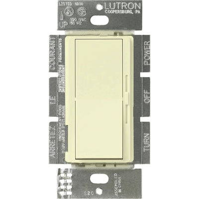 Lutron Diva 0-10V Dimmer Switch, 8A, 50mA Sink, Single-Pole/3-Way, No Neutral Required, 120V, DVSTV-AL, Almond