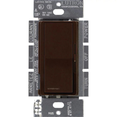 Lutron Diva 0-10V Dimmer Switch, 8A, 50mA Sink, Single-Pole/3-Way, No Neutral Required, 120V, DVSTV-BR, Brown