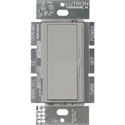 Lutron Diva 0-10V Dimmer Switch, 8A, 50mA Sink, Single-Pole/3-Way, No Neutral Required, 120V, DVSTV-GR, Gray