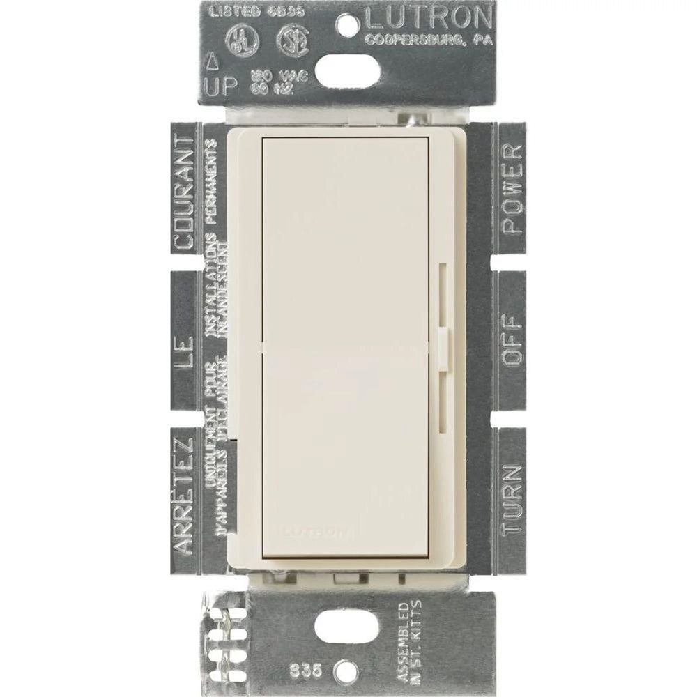 Lutron Diva 0-10V Dimmer Switch, 8A, 50mA Sink, Single-Pole/3-Way, No Neutral Required, 120V, DVSTV-LA, Light Almond