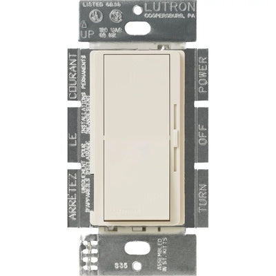 Lutron Diva 0-10V Dimmer Switch, 8A, 50mA Sink, Single-Pole/3-Way, No Neutral Required, 120V, DVSTV-LA, Light Almond