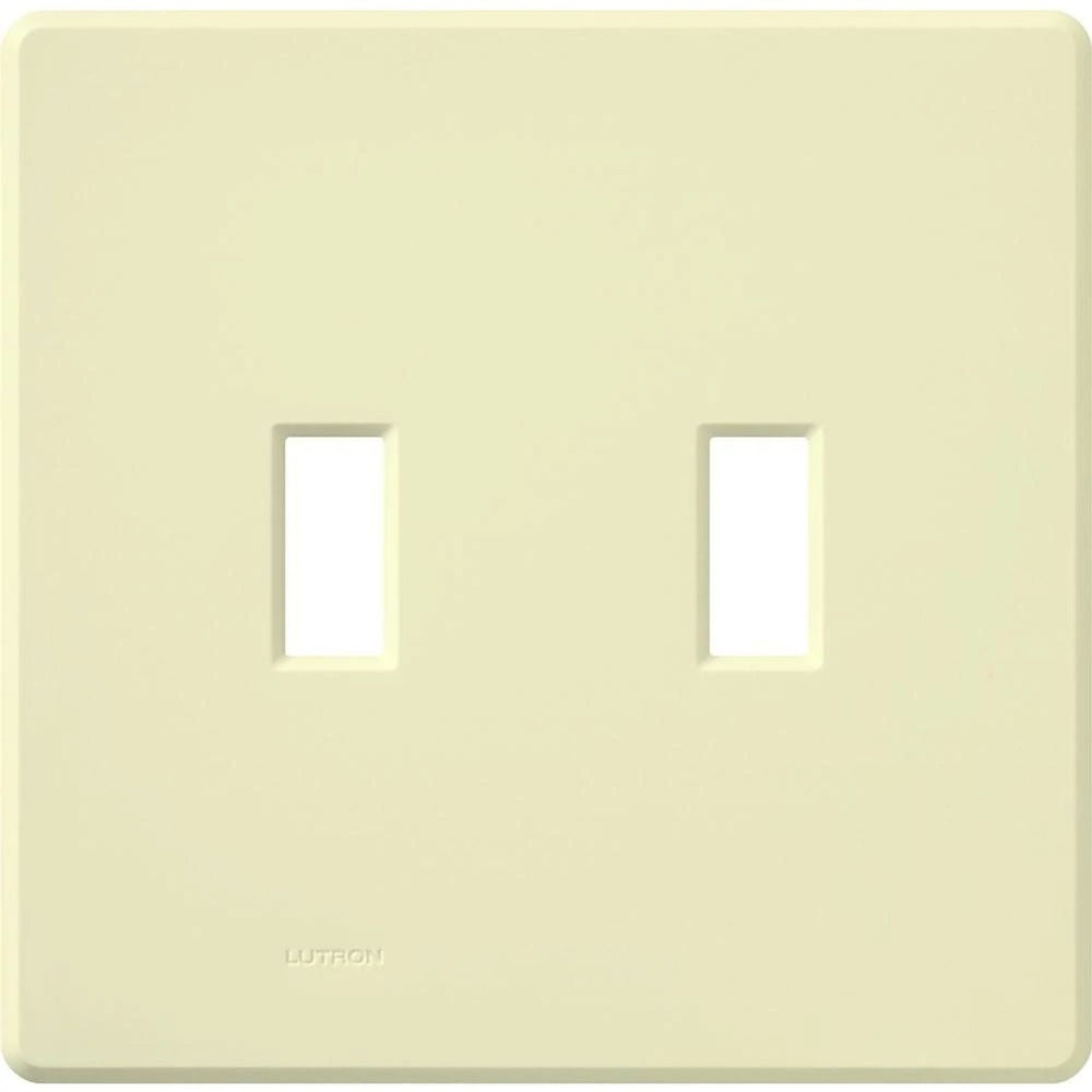 Lutron Fassada 2 Gang Wall Plate for Traditional Style Dimmers or Switches, Gloss Finish, FG-2-AL, Almond
