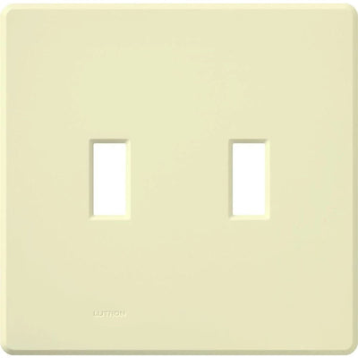 Lutron Fassada 2 Gang Wall Plate for Traditional Style Dimmers or Switches, Gloss Finish, FG-2-AL, Almond