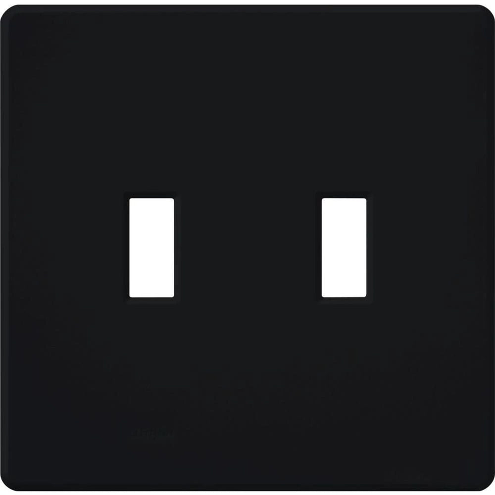 Lutron Fassada 2 Gang Wall Plate for Traditional Style Dimmers or Switches, Gloss Finish, FG-2-BL, Black