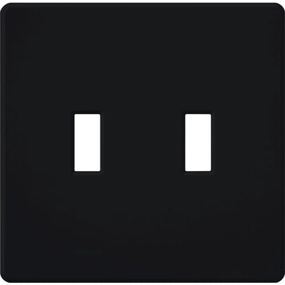 Lutron Fassada 2 Gang Wall Plate for Traditional Style Dimmers or Switches, Gloss Finish, FG-2-BL, Black