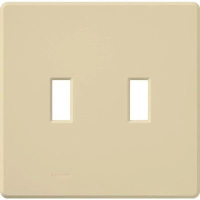Lutron Fassada 2 Gang Wall Plate for Traditional Style Dimmers or Switches, Gloss Finish, FG-2-IV, Ivory