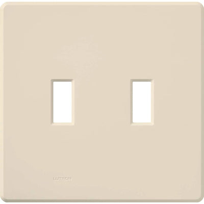 Lutron Fassada 2 Gang Wall Plate for Traditional Style Dimmers or Switches, Gloss Finish, FG-2-LA, Light Almond