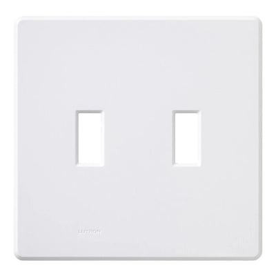 Lutron Fassada 2 Gang Wall Plate for Traditional Style Dimmers or Switches, Gloss Finish, FG-2-WH, White