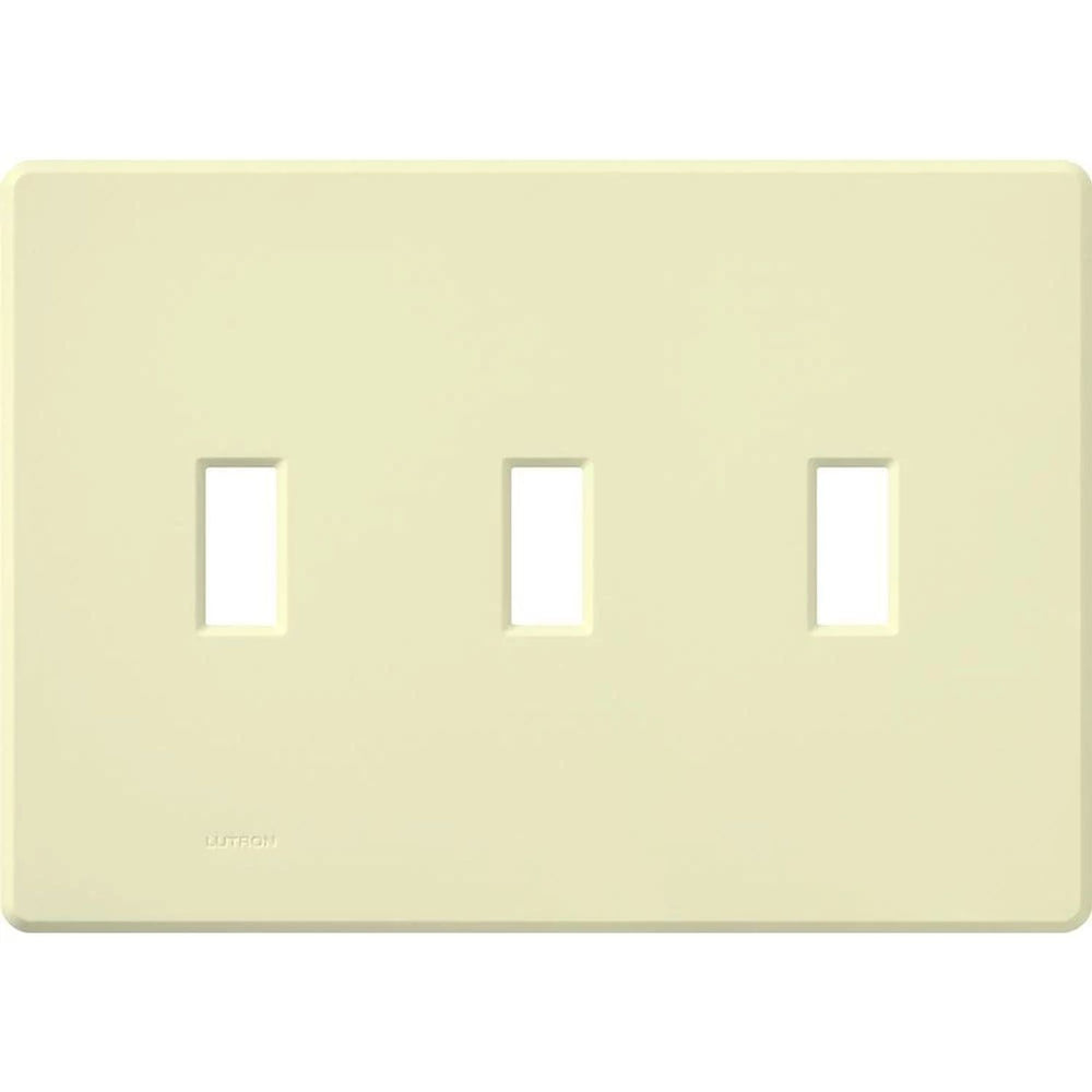 Lutron Fassada 3 Gang Wall Plate for Traditional Style Dimmers or Switches, Gloss Finish, FG-3-AL, Almond