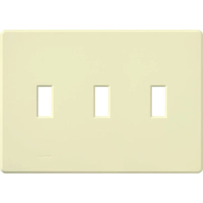 Lutron Fassada 3 Gang Wall Plate for Traditional Style Dimmers or Switches, Gloss Finish, FG-3-AL, Almond