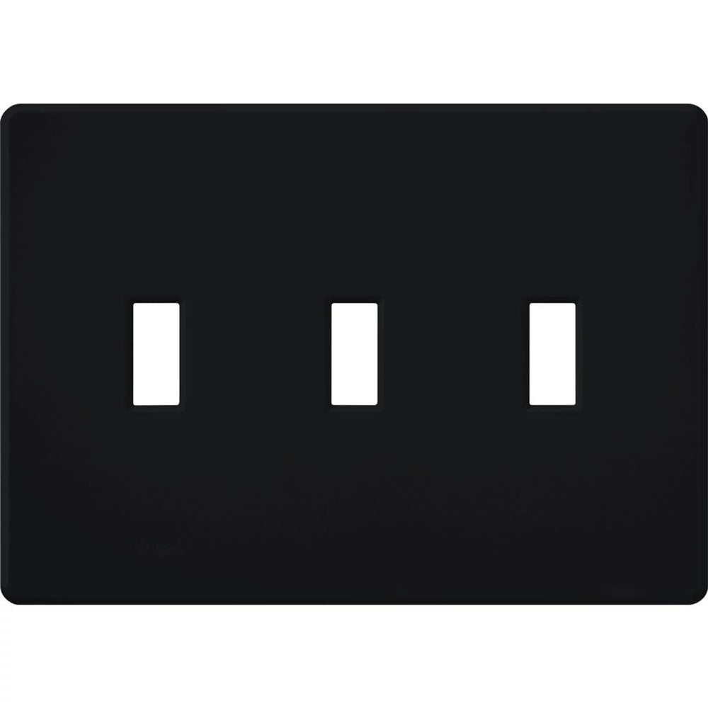 Lutron Fassada 3 Gang Wall Plate for Traditional Style Dimmers or Switches, Gloss Finish, FG-3-BL, Black