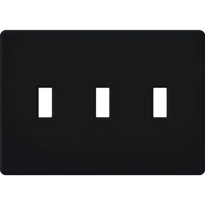 Lutron Fassada 3 Gang Wall Plate for Traditional Style Dimmers or Switches, Gloss Finish, FG-3-BL, Black
