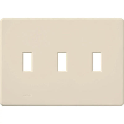 Lutron Fassada 3 Gang Wall Plate for Traditional Style Dimmers or Switches, Gloss Finish, FG-3-LA, Light Almond