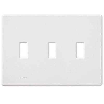 Lutron Fassada 3 Gang Wall Plate for Traditional Style Dimmers or Switches, Gloss Finish, FG-3-WH, White