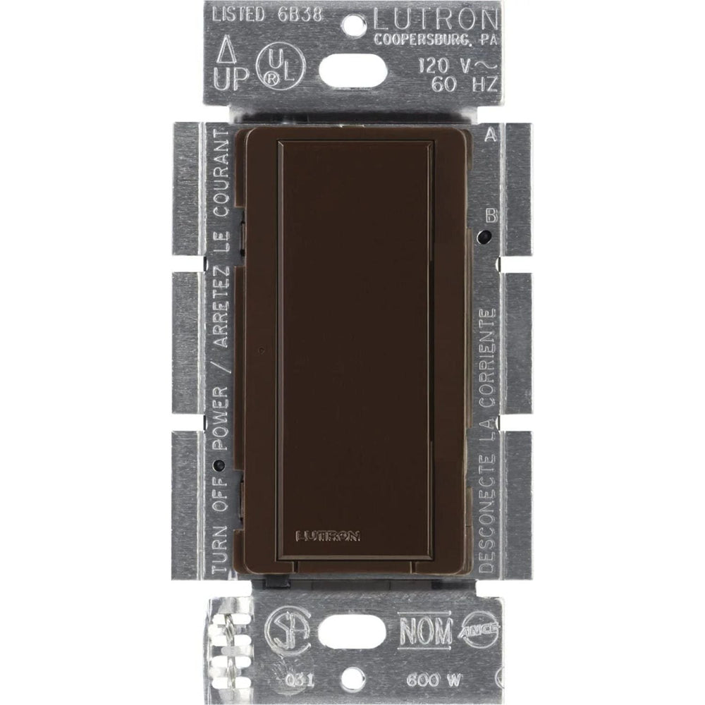 Lutron Maestro 8A Electronic Switch, Neutral Required, 950W Lighting/3A Fan, 120V, Single Pole/3-Way, MA-S8AM-XX / MSC-S8AM-BR, Brown