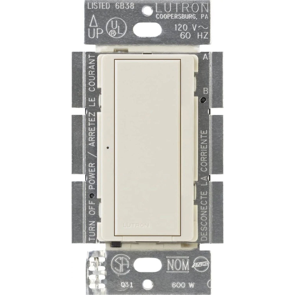 Lutron Maestro 8A Electronic Switch, Neutral Required, 950W Lighting/3A Fan, 120V, Single Pole/3-Way, MA-S8AM-XX / MSC-S8AM-LA, Light Almond