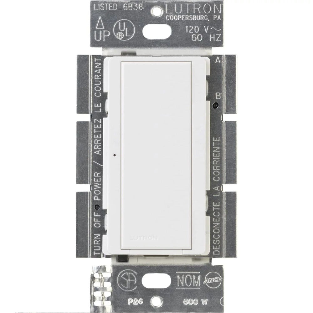 Lutron Maestro 8A Electronic Switch, Neutral Required, 950W Lighting/3A Fan, 120V, Single Pole/3-Way, MA-S8AM-XX / MSC-S8AM-WH, White