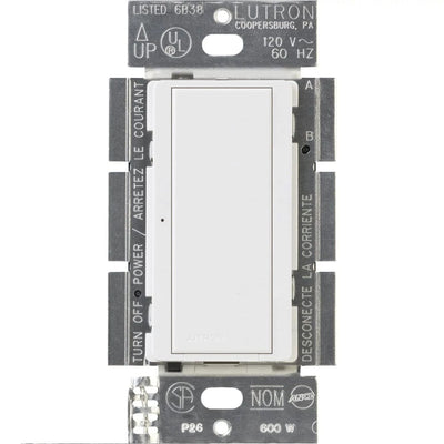 Lutron Maestro 8A Electronic Switch, Neutral Required, 950W Lighting/3A Fan, 120V, Single Pole/3-Way, MA-S8AM-XX / MSC-S8AM-WH, White