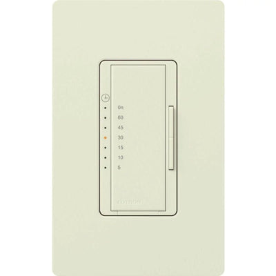 Lutron Maestro Countdown Timer Switch for Fans and Lights, Neutral Required, 150W LED, 3A Fan, Single-Pole/Multi-Location, MA-T51MN-BI, Biscuit