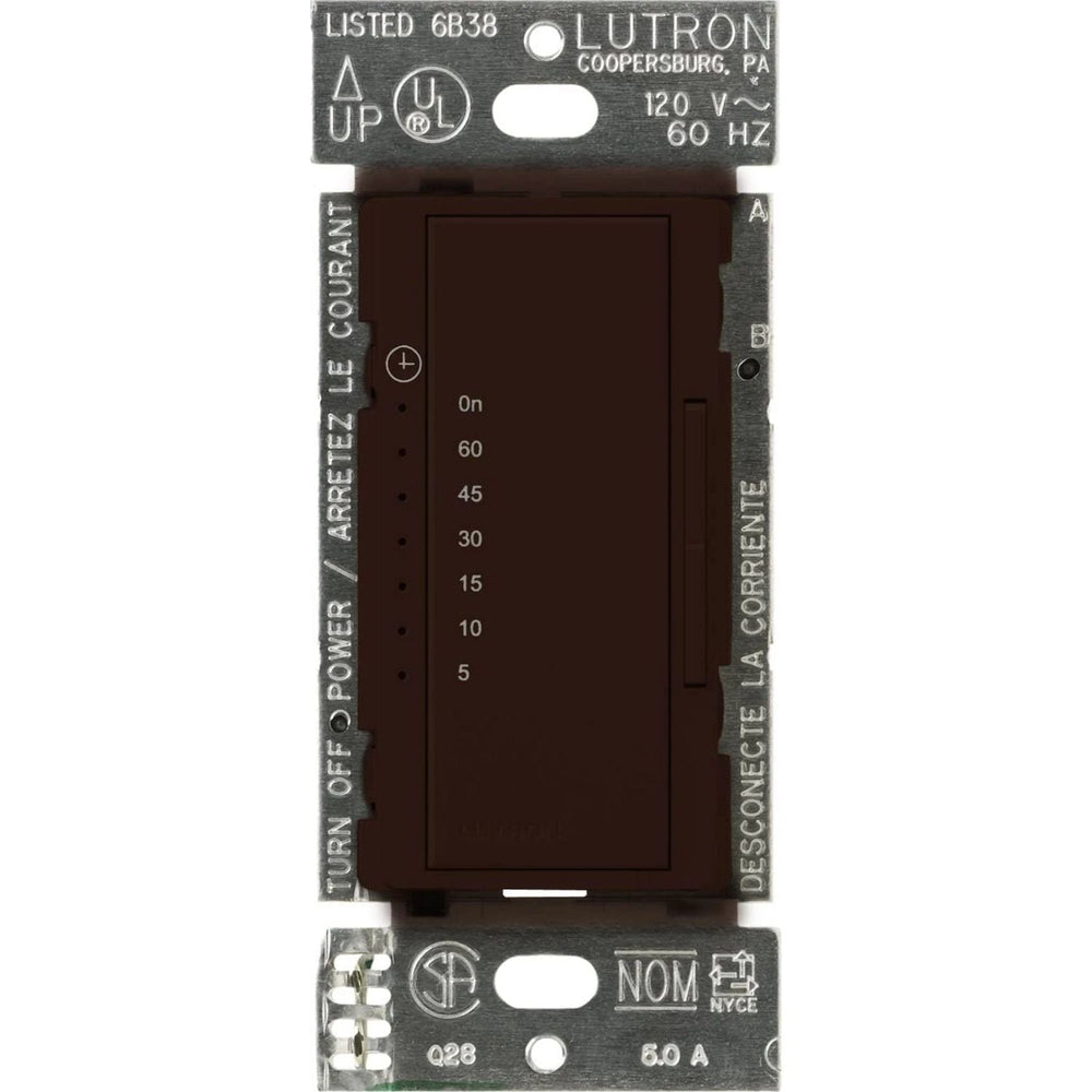 Lutron Maestro Countdown Timer Switch for Fans and Lights, Neutral Required, 150W LED, 3A Fan, Single-Pole/Multi-Location, MA-T51MN-BR, Brown