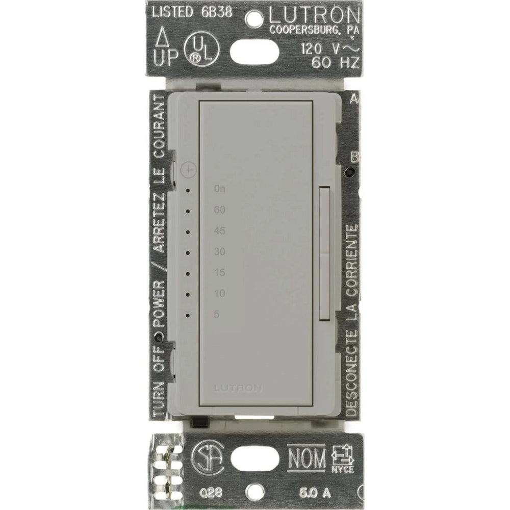 Lutron Maestro Countdown Timer Switch for Fans and Lights, Neutral Required, 150W LED, 3A Fan, Single-Pole/Multi-Location, MA-T51MN-GR, Gray