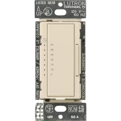 Lutron Maestro Countdown Timer Switch for Fans and Lights, Neutral Required, 150W LED, 3A Fan, Single-Pole/Multi-Location, MA-T51MN-LA, Light Almond
