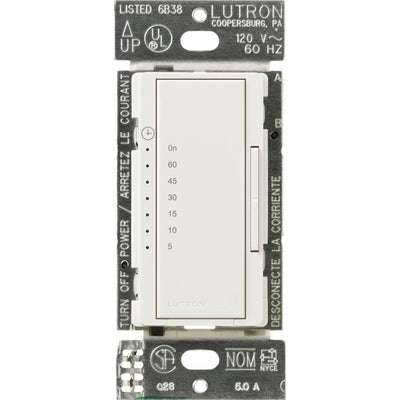 Lutron Maestro Countdown Timer Switch for Fans and Lights, Neutral Required, 150W LED, 3A Fan, Single-Pole/Multi-Location, MA-T51MN-SW, Snow White