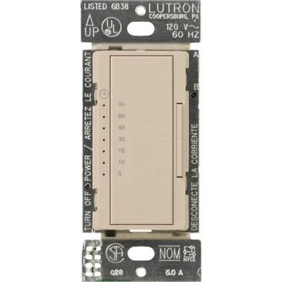 Lutron Maestro Countdown Timer Switch for Fans and Lights, Neutral Required, 150W LED, 3A Fan, Single-Pole/Multi-Location, MA-T51MN-TP, Taupe