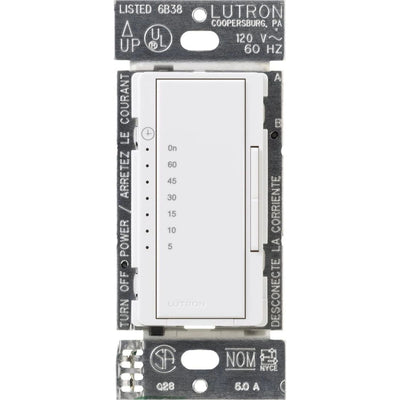 Lutron Maestro Countdown Timer Switch for Fans and Lights, Neutral Required, 150W LED, 3A Fan, Single-Pole/Multi-Location, MA-T51MN-WH, White