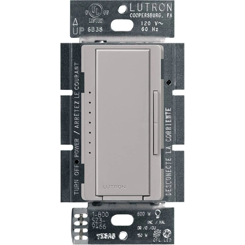 Lutron Maestro LED+ Dimmer Switch, 150W LED, Single Pole/Multi-Location, No Neutral Required,120V, MACL-153M-GR, Gray