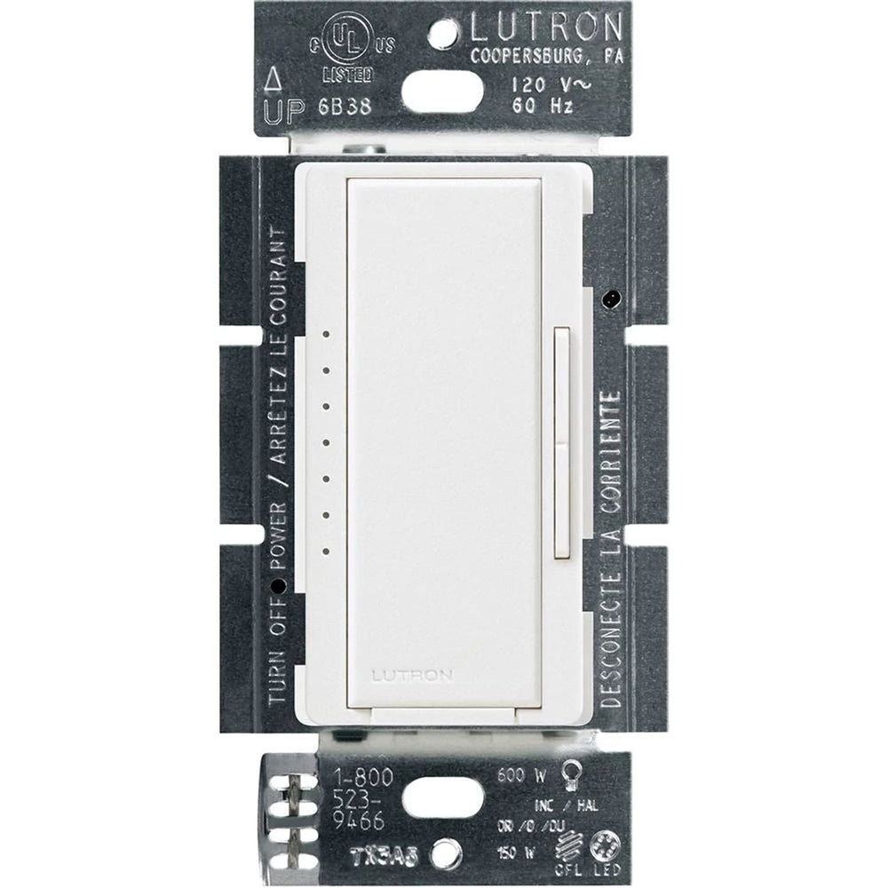 Lutron Maestro LED+ Dimmer Switch, 150W LED, Single Pole/Multi-Location, No Neutral Required,120V, MACL-153M-SW, Snow White