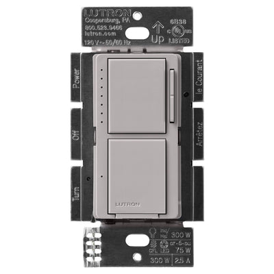 Lutron Maestro LED+ Dual Dimmer and Switch, 75W LED Bulbs, Single Pole, MACL-L3S25-GR, Gray