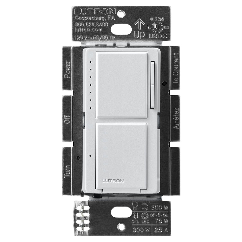 Lutron Maestro LED+ Dual Dimmer and Switch, 75W LED Bulbs, Single Pole, MACL-L3S25-PD, Palladium