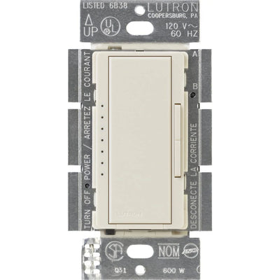 Lutron Maestro ELV Dimmer Switch, 600W, Single-Pole/Multi-Location, Neutral Required, 120V, MAELV-600-LA, Light Almond