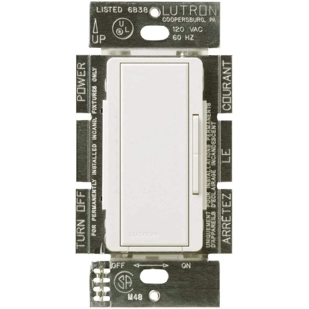 Lutron Maestro MLV Dimmer Switch, 800W (1000VA), Single-Pole/Multi-Location, No Neutral Required, 120V, MALV-1000-WH, White