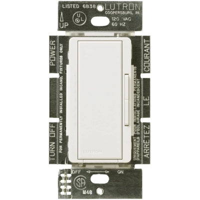 Lutron Maestro MLV Dimmer Switch, 800W (1000VA), Single-Pole/Multi-Location, No Neutral Required, 120V, MALV-1000-WH, White
