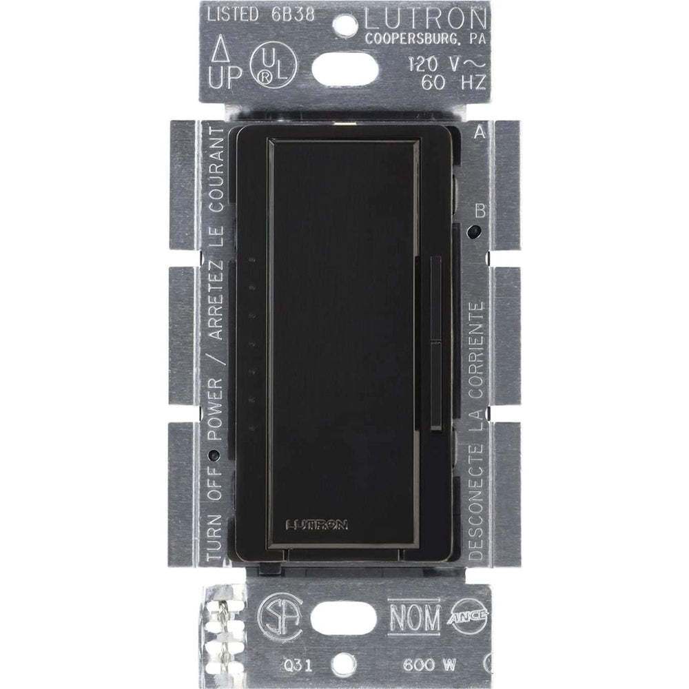 Lutron Maestro MLV Dimmer Switch, 450W (600VA), Single-Pole/Multi-Location, No Neutral Required, 120V, MALV-600-BL, Black