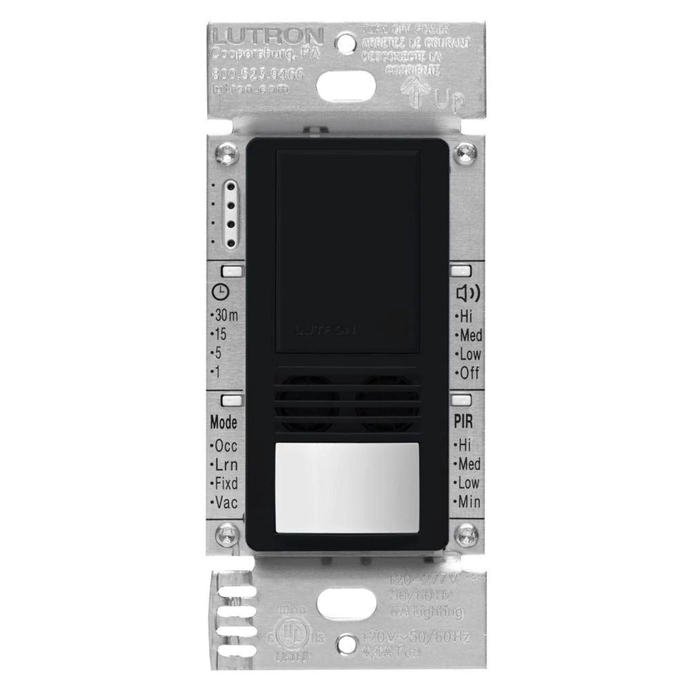 Lutron Maestro Dual-Tech Motion Sensor Switch, 6A, 120-277V, Single Pole, Ground or Neutral Required, MS-A102-BL, Black
