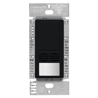 Lutron Maestro Dual-Tech Motion Sensor Switch, Vacancy Only, 6A, 120-277V, Single Pole, Ground or Neutral Required, MS-A102-V-BL, Black