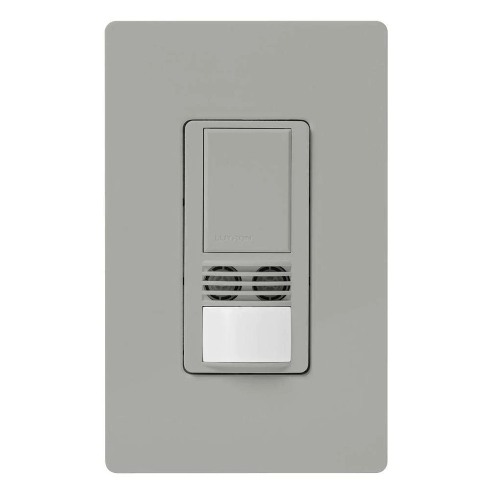 Lutron Maestro Dual-Tech Motion Sensor Switch, Vacancy Only, 6A, 120-277V, Single Pole, Ground or Neutral Required, MS-A102-V-GR, Gray