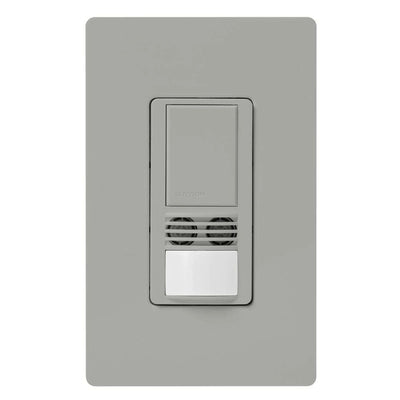 Lutron Maestro Dual-Tech Motion Sensor Switch, Vacancy Only, 6A, 120-277V, Single Pole, Ground or Neutral Required, MS-A102-V-GR, Gray