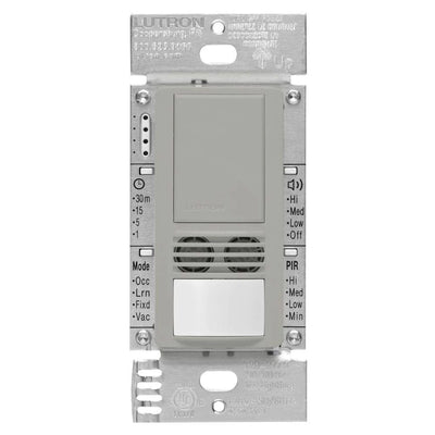 Lutron Maestro Dual-Tech Motion Sensor Switch, 6A, 120-277V, Single Pole, Ground or Neutral Required, MS-A102-GR, Gray